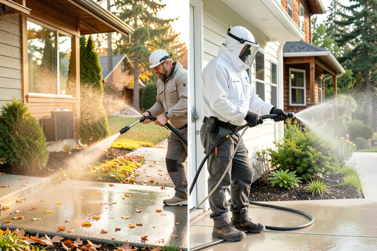 Concrete Brightening in Lakewood, Pierce County, WA - Complete a full surface clean to remove organic growth