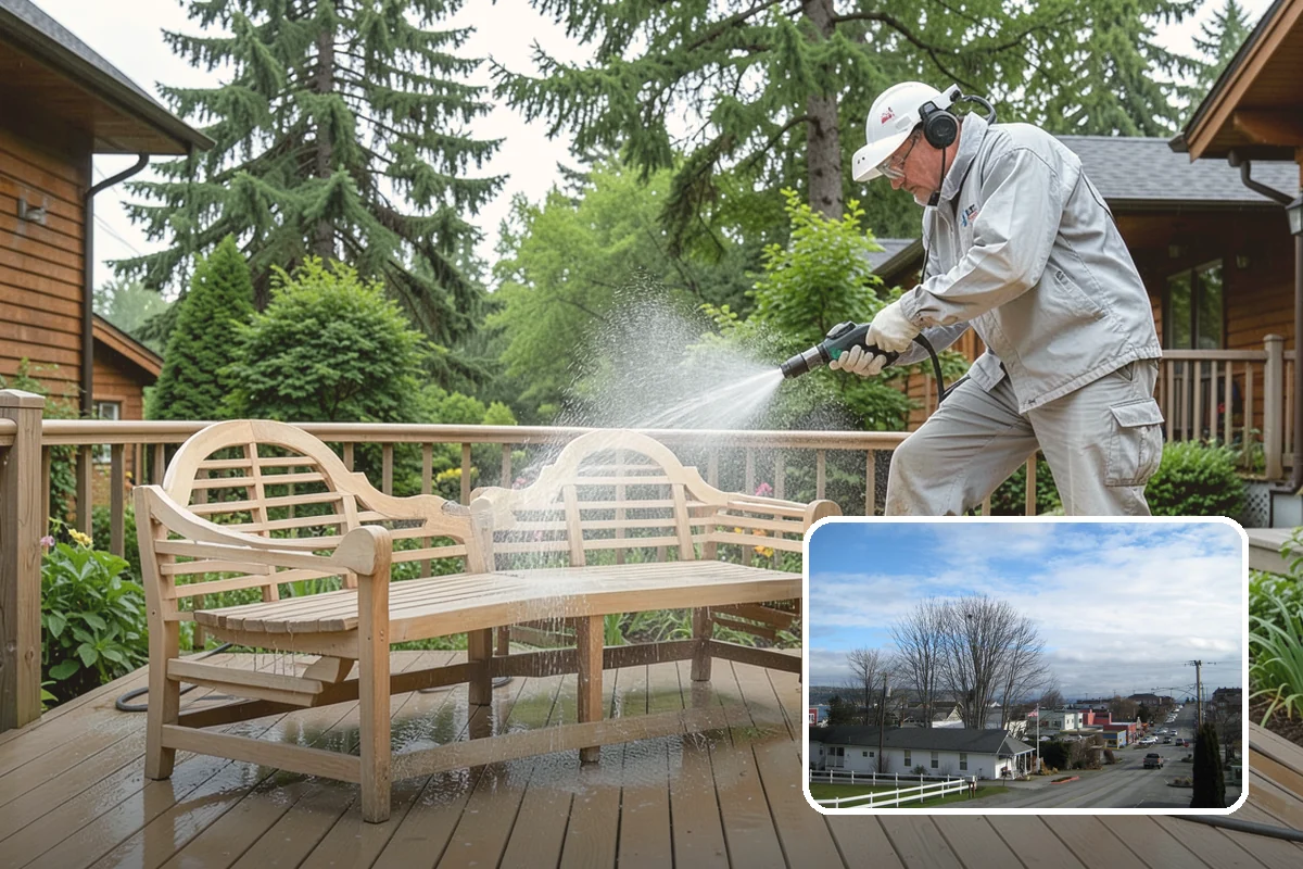 Concrete Brightening in Langley, Island County, WA - Reverses the dull, grayed look caused by years of damp weather
