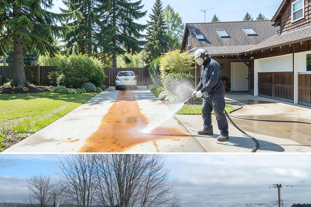 Concrete Brightening in Langley, Island County, WA - A dry stretch in summer lets the brightener react and rinse cleanly without dilution from rain, making it the best season for...