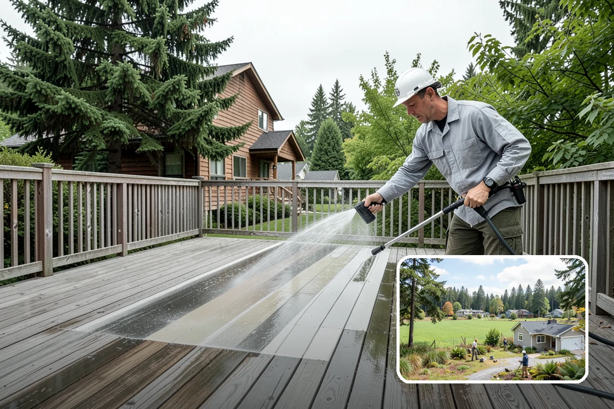 Concrete Brightening in Lyman, Skagit County, WA - Reverses the dull, grayed look caused by years of damp weather