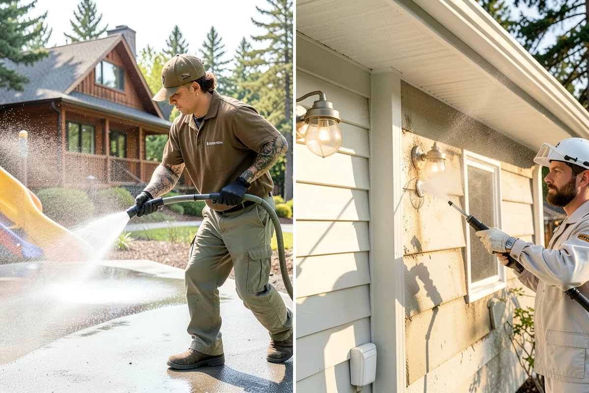 Concrete Brightening in Lyman, Skagit County, WA - Complete a full surface clean to remove organic growth