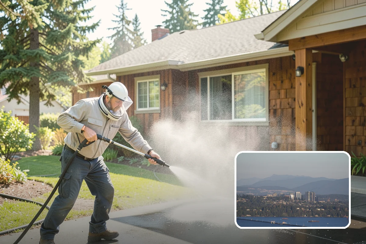 Concrete Brightening in Medina, King County, WA - Reverses the dull, grayed look caused by years of damp weather