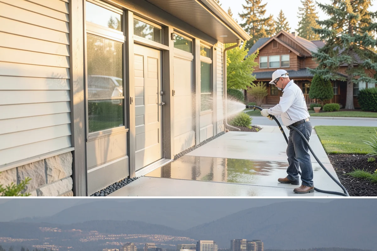 Concrete Brightening in Medina, King County, WA - A dry stretch in summer lets the brightener react and rinse cleanly without dilution from rain, making it the best season for...