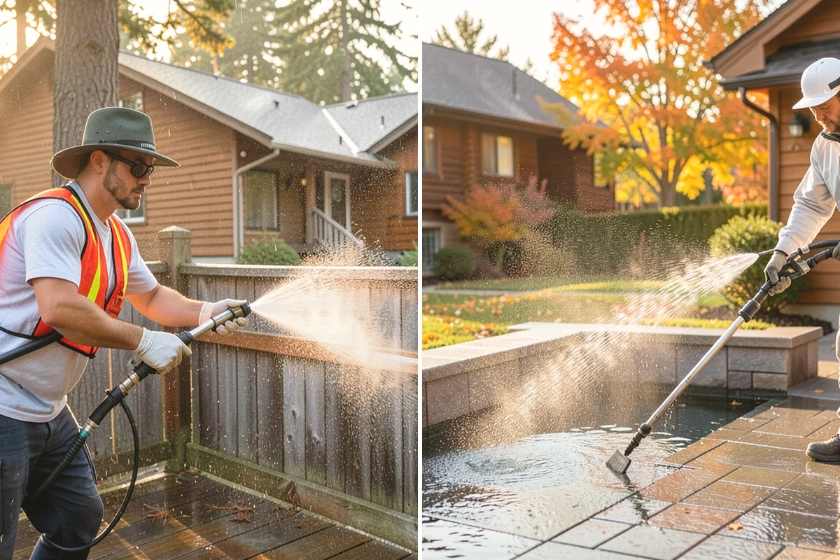 Concrete Brightening in Mercer Island, King County, WA - Complete a full surface clean to remove organic growth