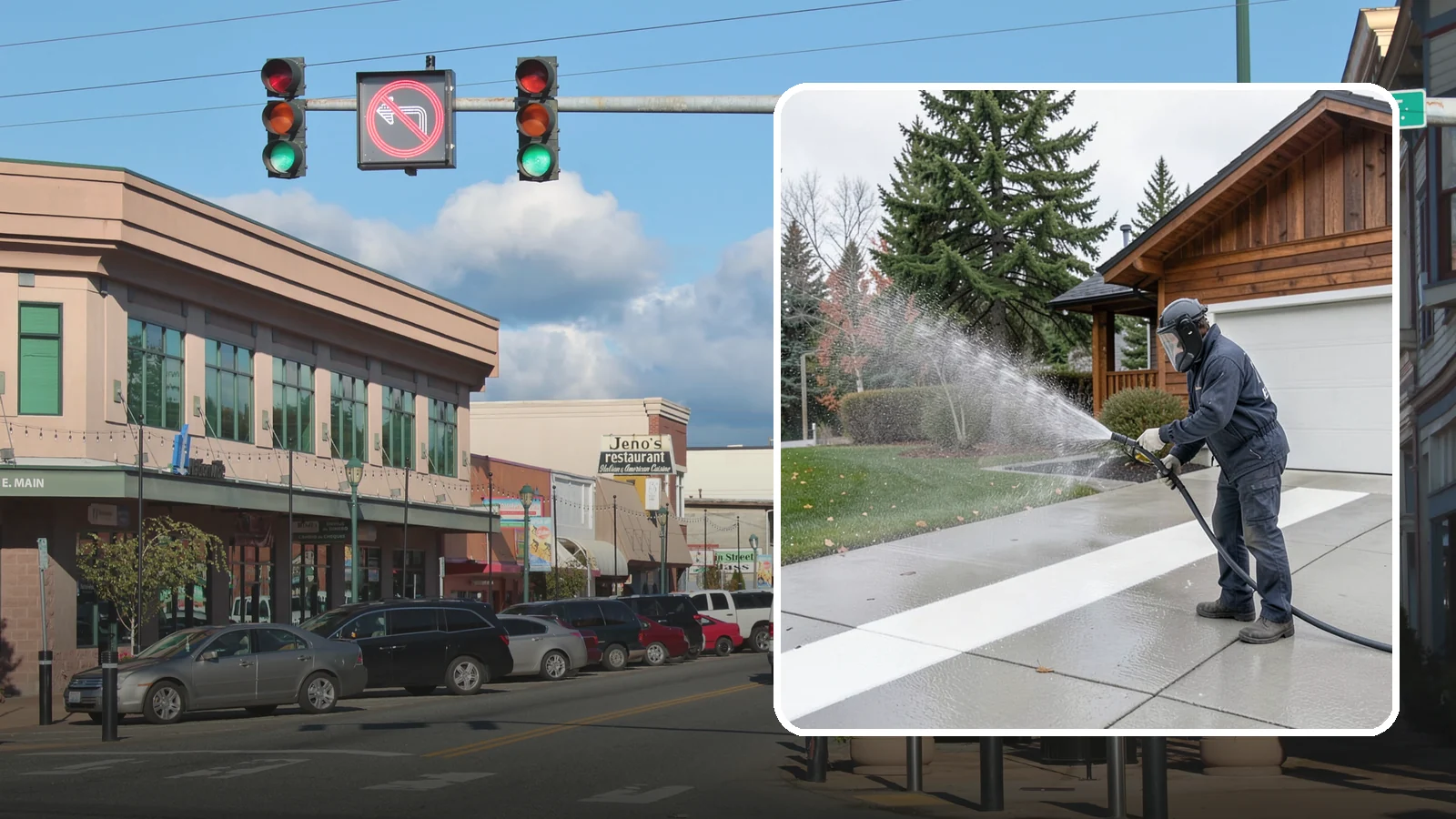 Concrete Brightening in Monroe, Snohomish County, WA - Bring grayed, weathered concrete back to a bright, fresh tone with a post-wash brightening treatment.