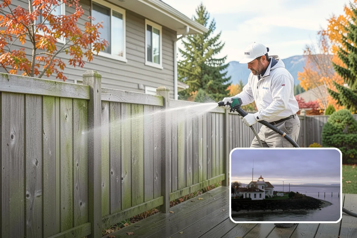 Concrete Brightening in Mukilteo, Snohomish County, WA - Reverses the dull, grayed look caused by years of damp weather