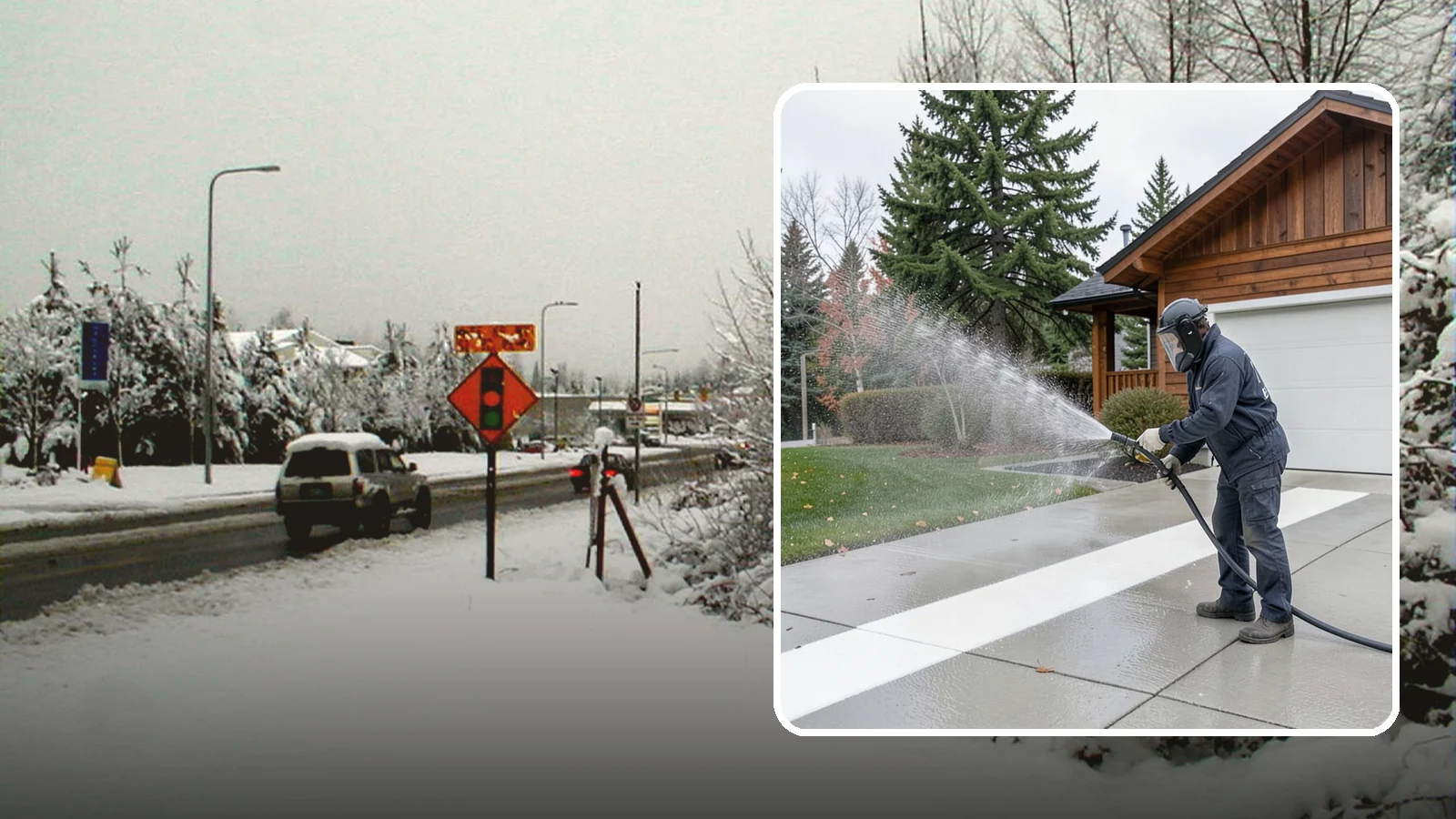 Concrete Brightening in Newcastle, King County, WA - Bring grayed, weathered concrete back to a bright, fresh tone with a post-wash brightening treatment.