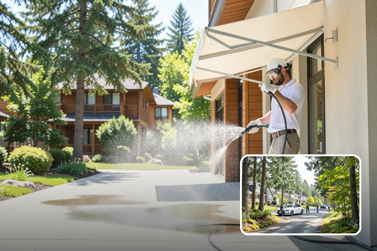 Concrete Brightening in Normandy Park, King County, WA - Reverses the dull, grayed look caused by years of damp weather