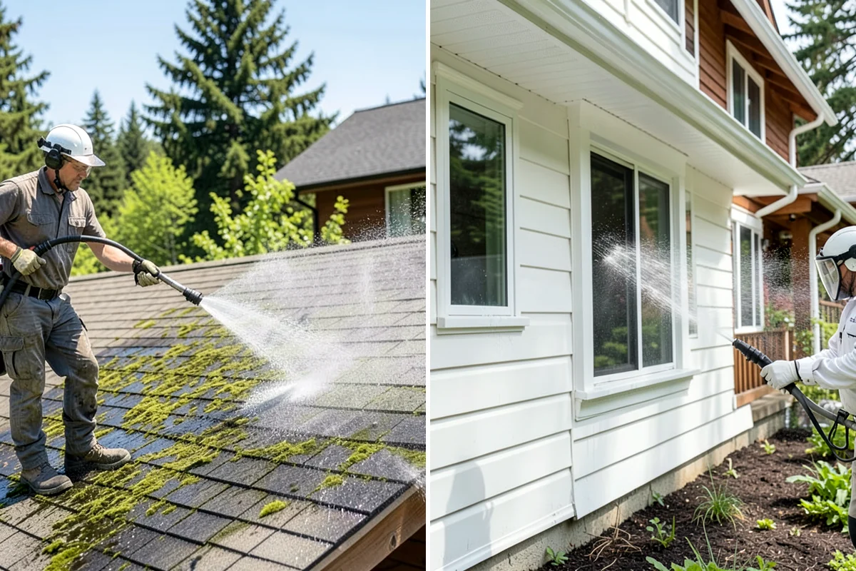 Concrete Brightening in Normandy Park, King County, WA - Complete a full surface clean to remove organic growth