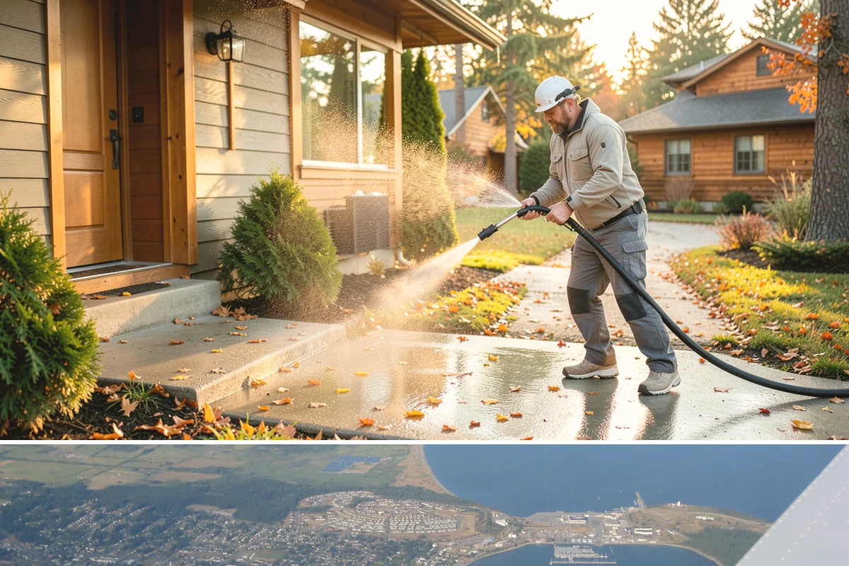 Concrete Brightening in Oak Harbor, Island County, WA - A dry stretch in summer lets the brightener react and rinse cleanly without dilution from rain, making it the best season for...