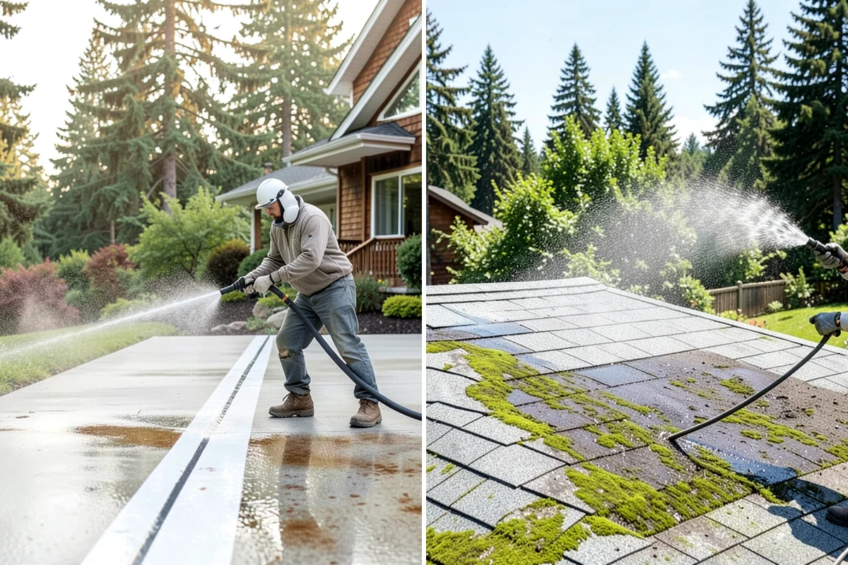 Concrete Brightening in Pacific, King County, WA - Complete a full surface clean to remove organic growth