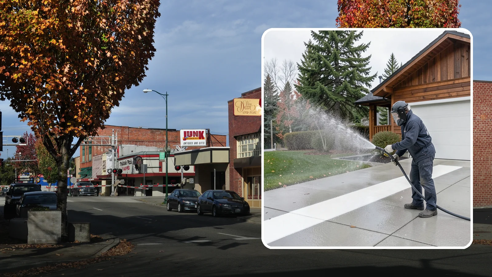 Concrete Brightening in Puyallup, Pierce County, WA - Bring grayed, weathered concrete back to a bright, fresh tone with a post-wash brightening treatment.