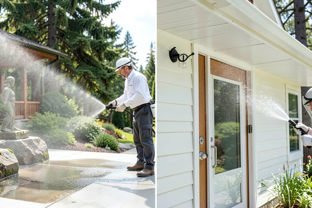 Concrete Brightening in Puyallup, Pierce County, WA - Complete a full surface clean to remove organic growth