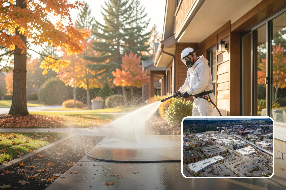 Concrete Brightening in Redmond, King County, WA - Reverses the dull, grayed look caused by years of damp weather