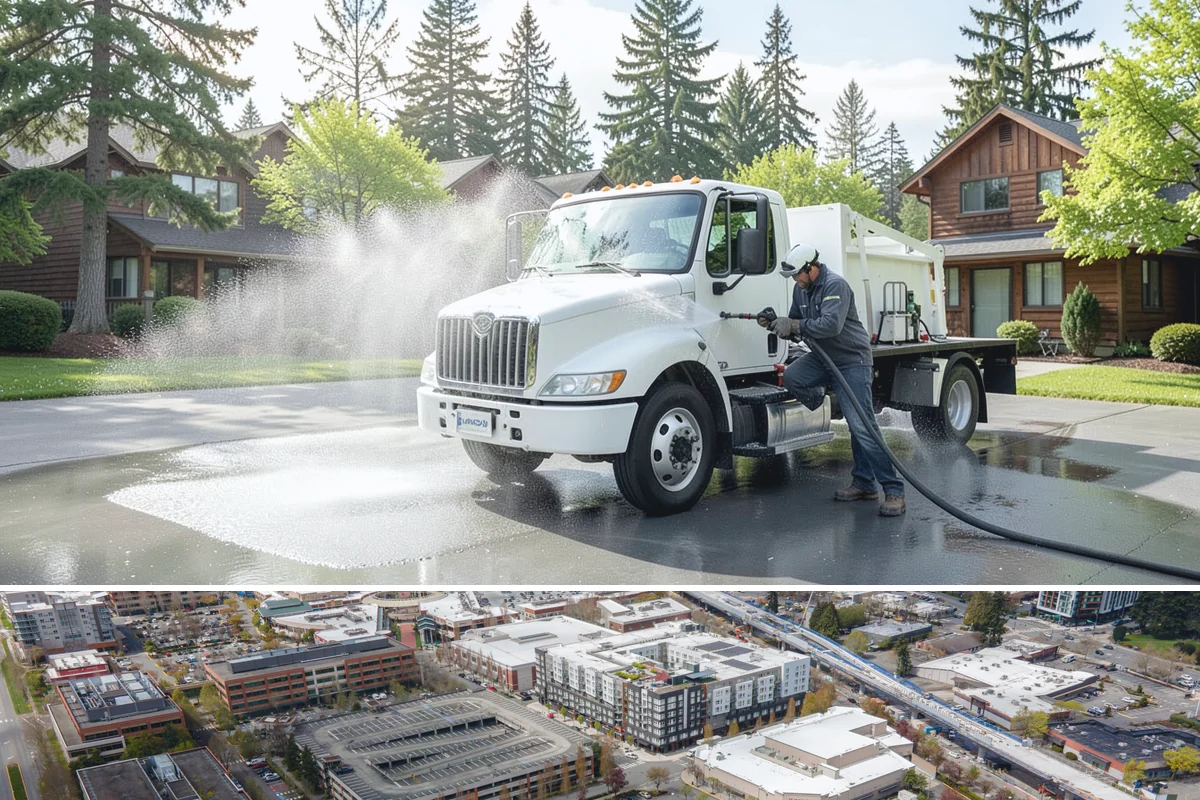 Concrete Brightening in Redmond, King County, WA - A dry stretch in summer lets the brightener react and rinse cleanly without dilution from rain, making it the best season for...