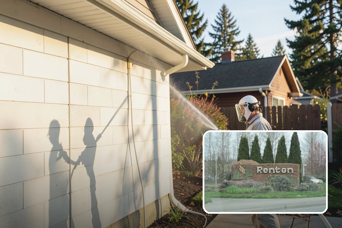 Concrete Brightening in Renton, King County, WA - Reverses the dull, grayed look caused by years of damp weather