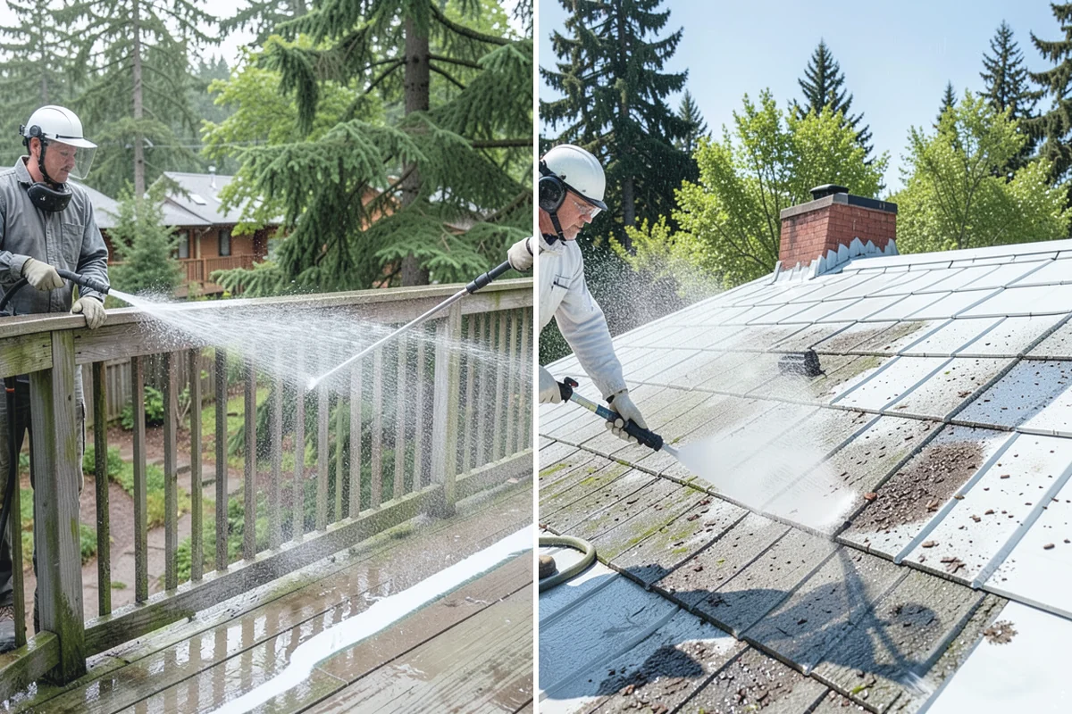 Concrete Brightening in Renton, King County, WA - Complete a full surface clean to remove organic growth