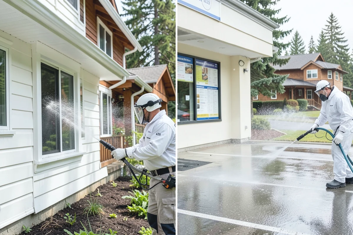 Concrete Brightening in Roy, Pierce County, WA - Complete a full surface clean to remove organic growth