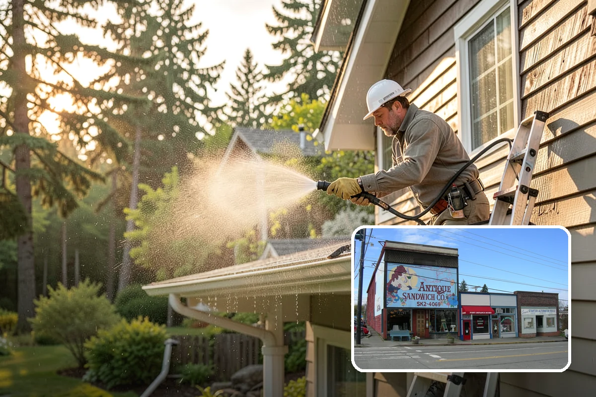 Concrete Brightening in Ruston, Pierce County, WA - Reverses the dull, grayed look caused by years of damp weather