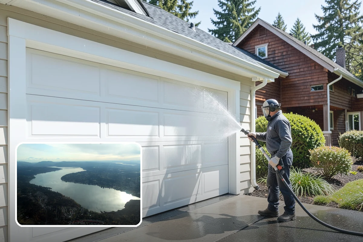 Concrete Brightening in Sammamish, King County, WA - Reverses the dull, grayed look caused by years of damp weather