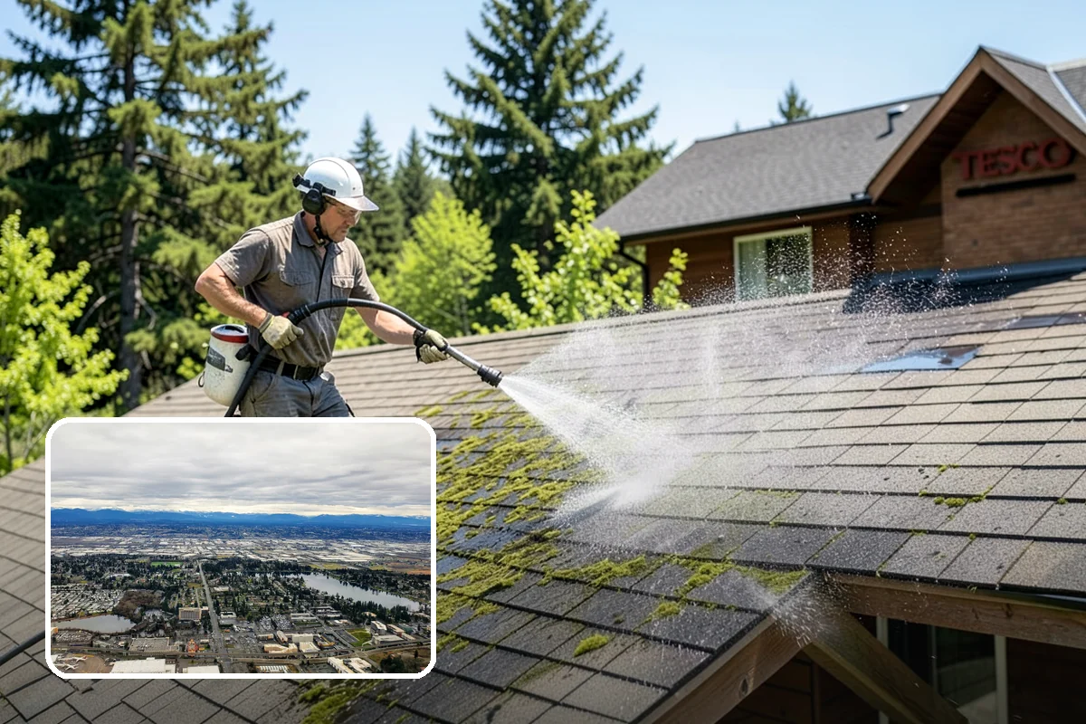 Concrete Brightening in SeaTac, King County, WA - Reverses the dull, grayed look caused by years of damp weather