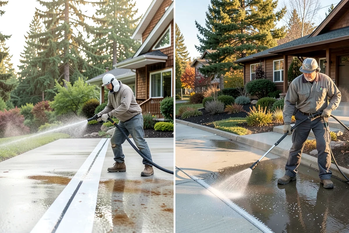 Concrete Brightening in Seattle, King County, WA - Complete a full surface clean to remove organic growth