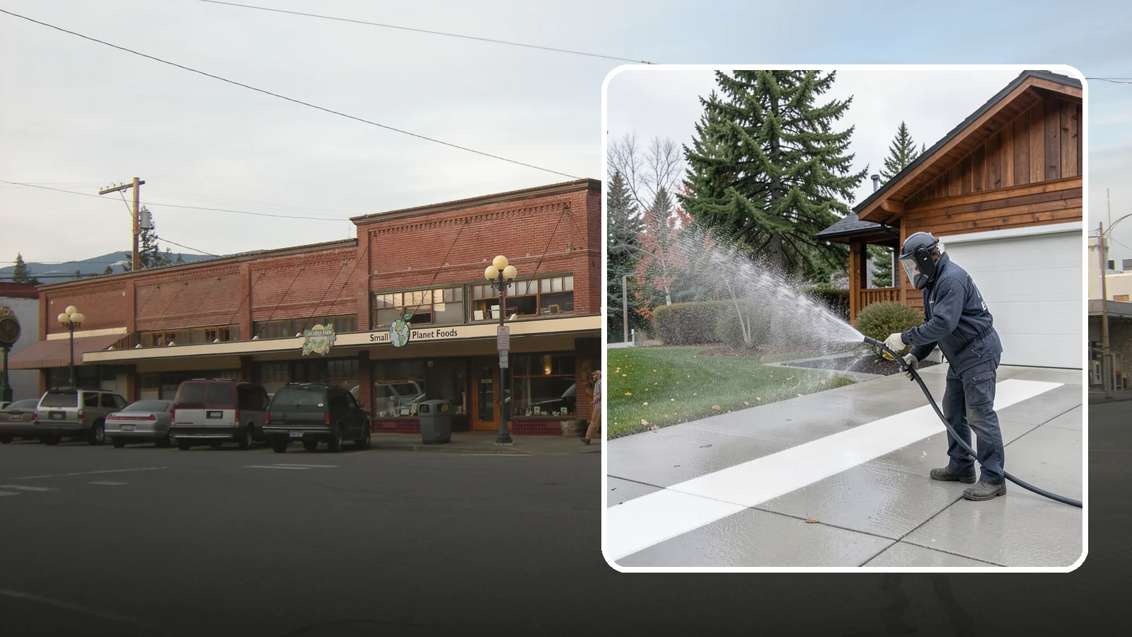 Concrete Brightening in Sedro-Woolley, Skagit County, WA - Bring grayed, weathered concrete back to a bright, fresh tone with a post-wash brightening treatment.