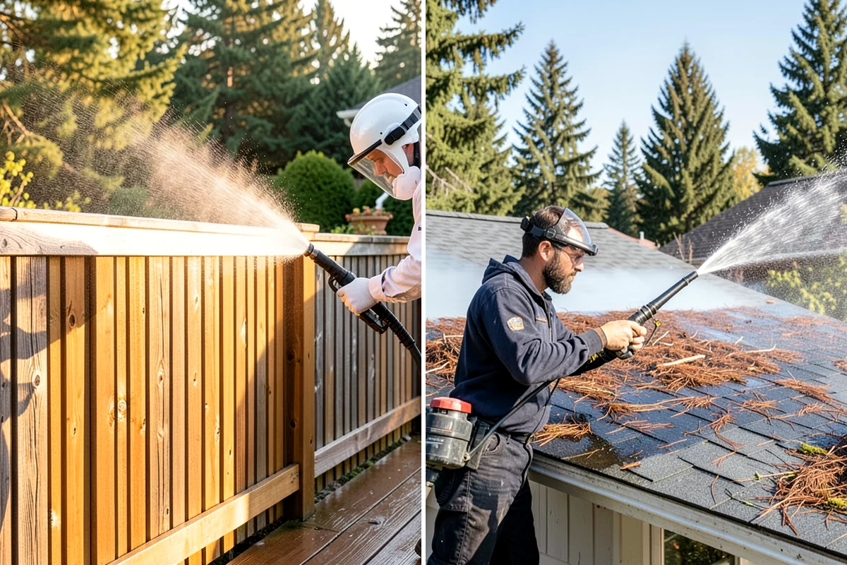 Concrete Brightening in Sedro-Woolley, Skagit County, WA - Complete a full surface clean to remove organic growth