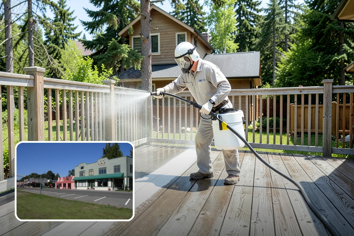 Concrete Brightening in Snoqualmie, King County, WA - Reverses the dull, grayed look caused by years of damp weather