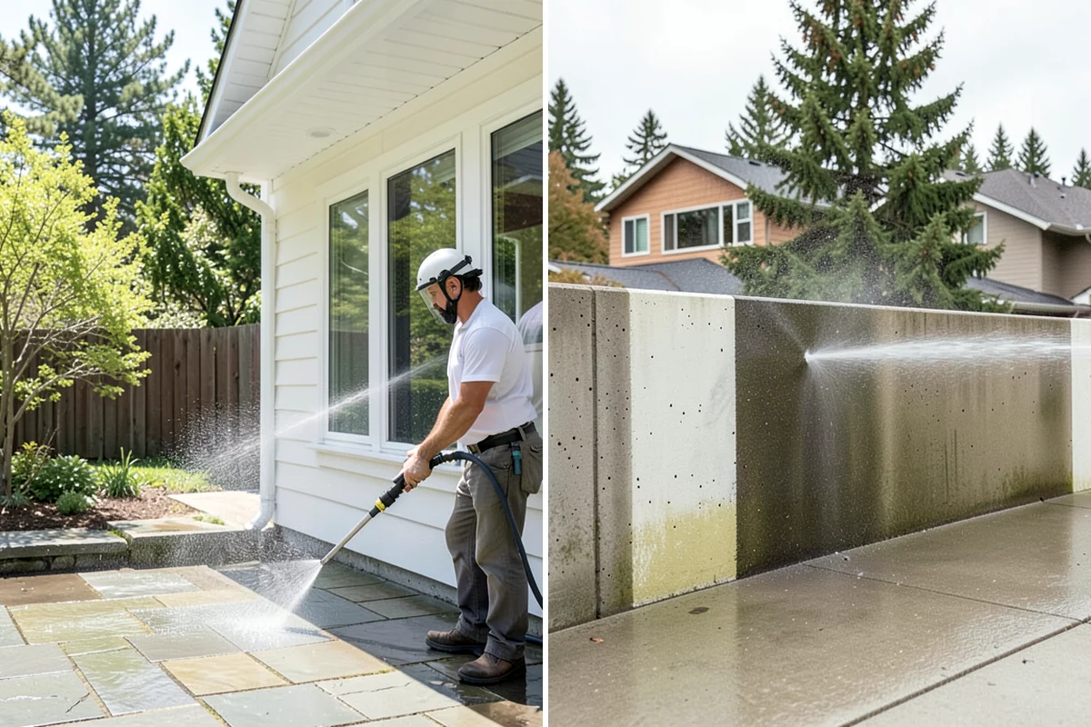 Concrete Brightening in Snoqualmie, King County, WA - Complete a full surface clean to remove organic growth