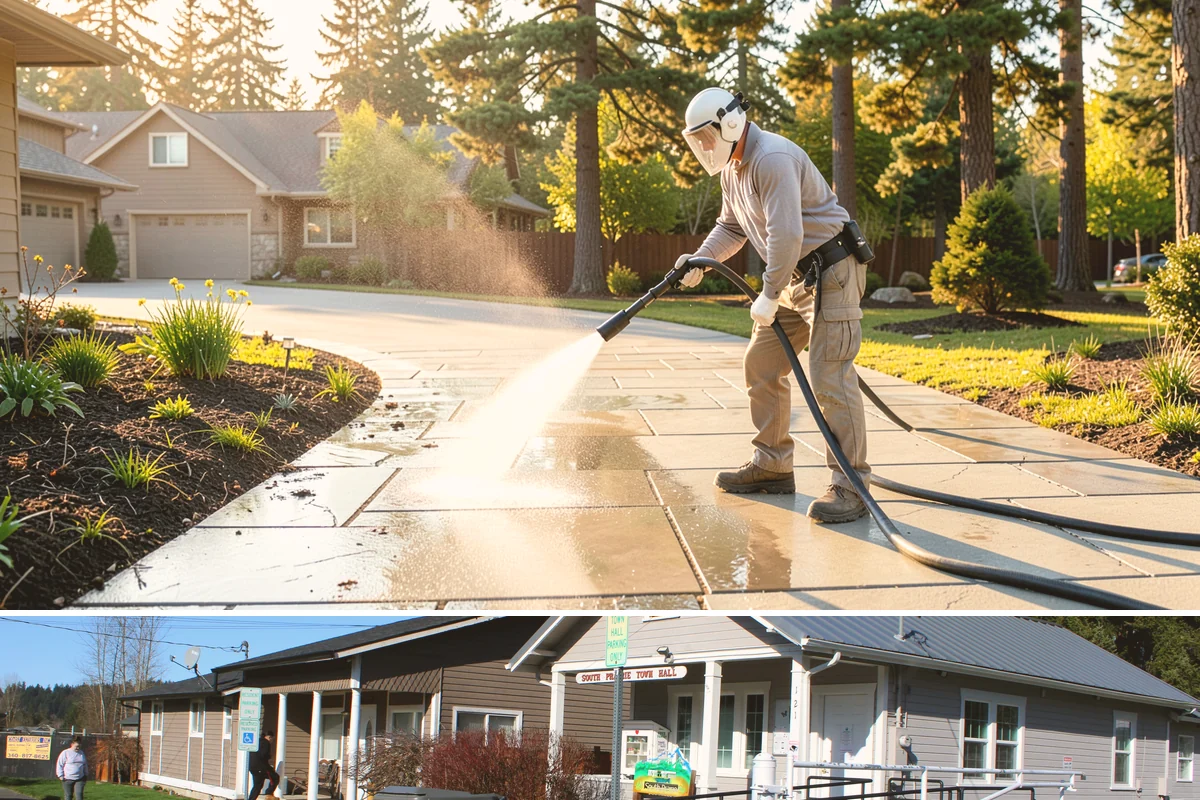 Concrete Brightening in South Prairie, Pierce County, WA - A dry stretch in summer lets the brightener react and rinse cleanly without dilution from rain, making it the best season for...