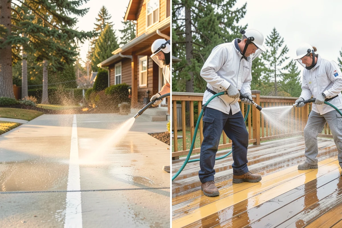 Concrete Brightening in Stanwood, Snohomish County, WA - Complete a full surface clean to remove organic growth