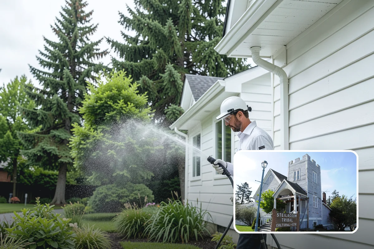 Concrete Brightening in Steilacoom, Pierce County, WA - Reverses the dull, grayed look caused by years of damp weather