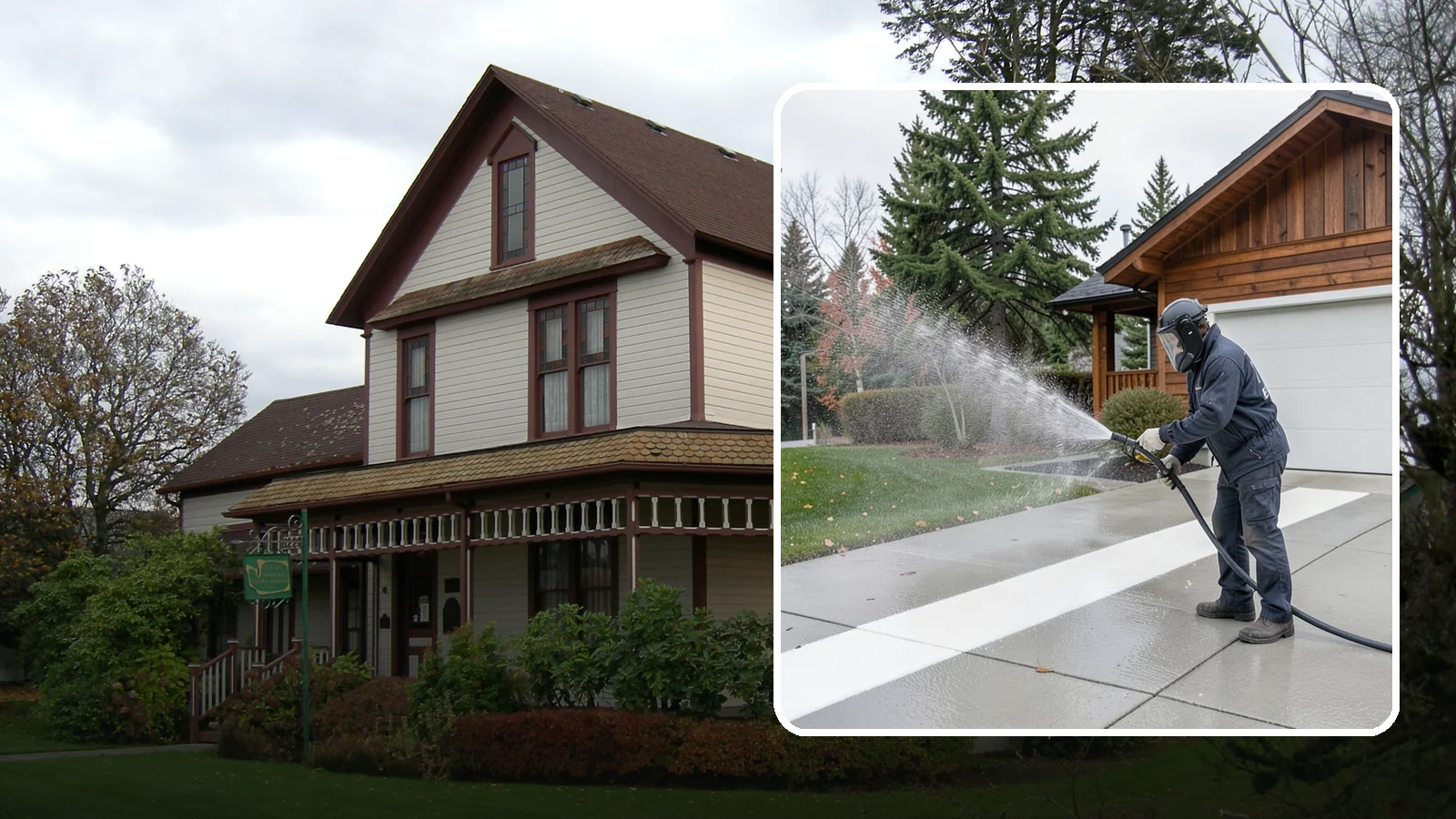Concrete Brightening in Sumner, Pierce County, WA - Bring grayed, weathered concrete back to a bright, fresh tone with a post-wash brightening treatment.