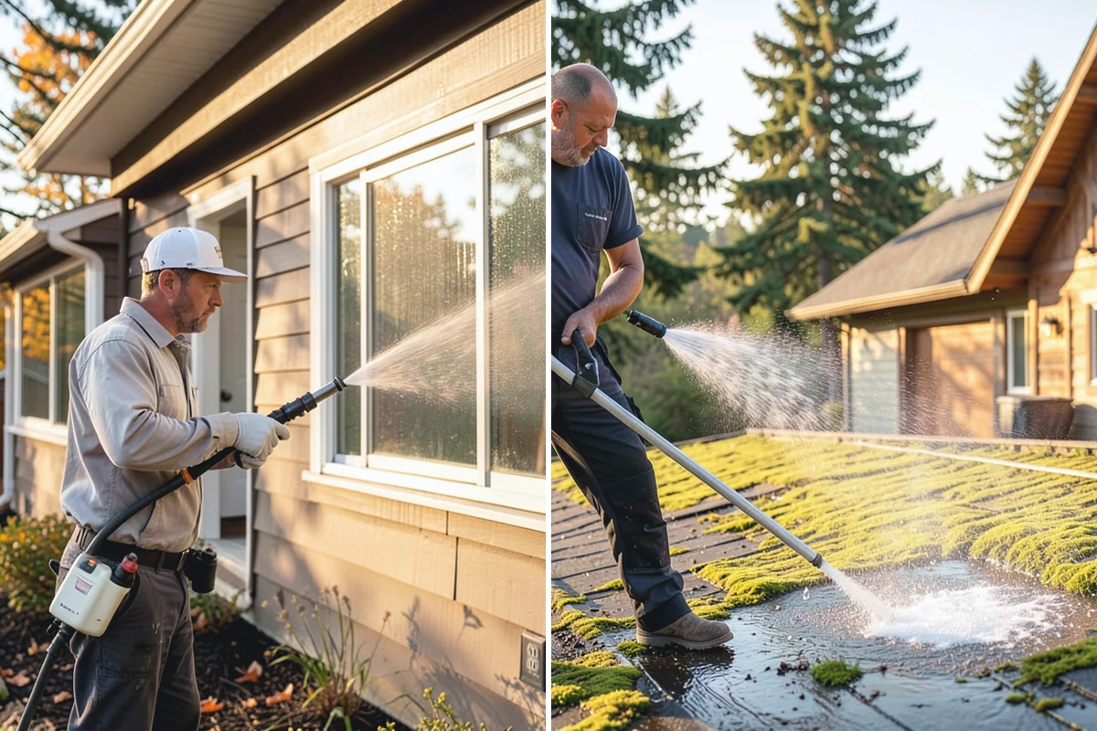 Concrete Brightening in Sumner, Pierce County, WA - Complete a full surface clean to remove organic growth
