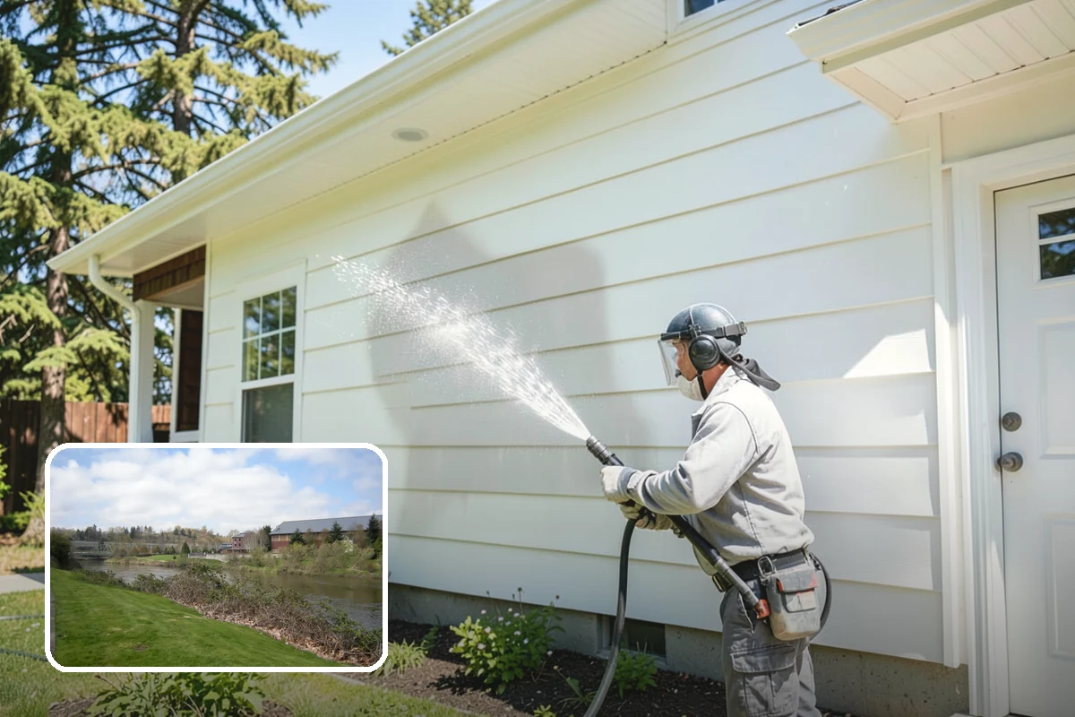 Concrete Brightening in Tukwila, King County, WA - Reverses the dull, grayed look caused by years of damp weather
