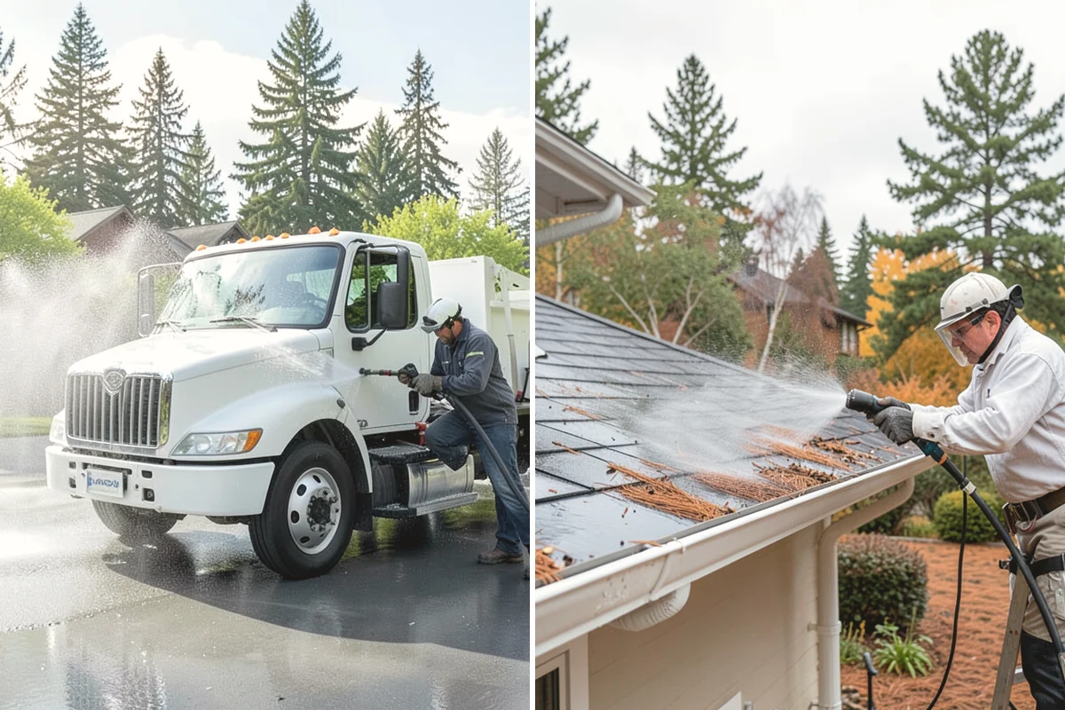 Concrete Brightening in University Place, Pierce County, WA - Complete a full surface clean to remove organic growth