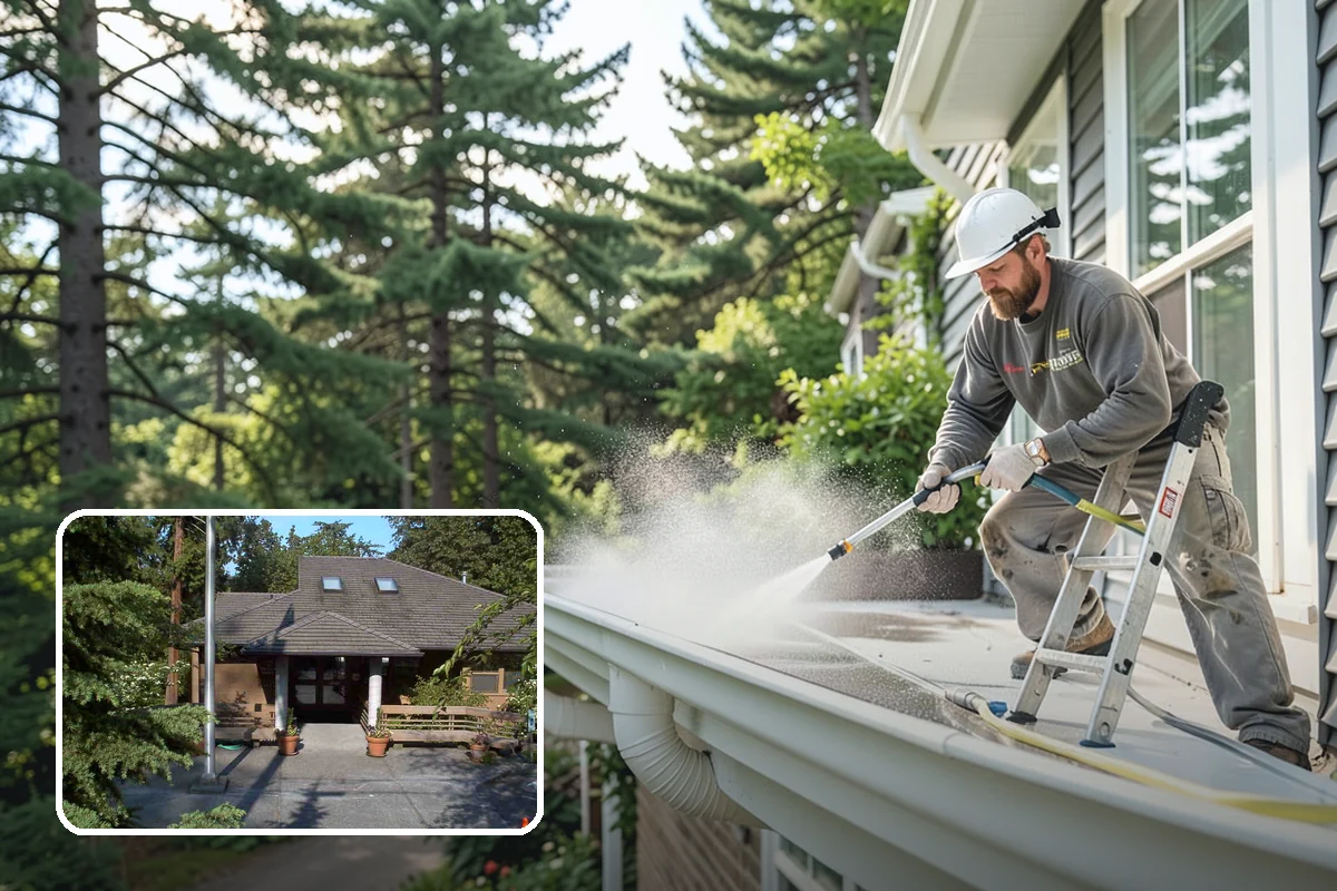 Concrete Brightening in Yarrow Point, King County, WA - Reverses the dull, grayed look caused by years of damp weather