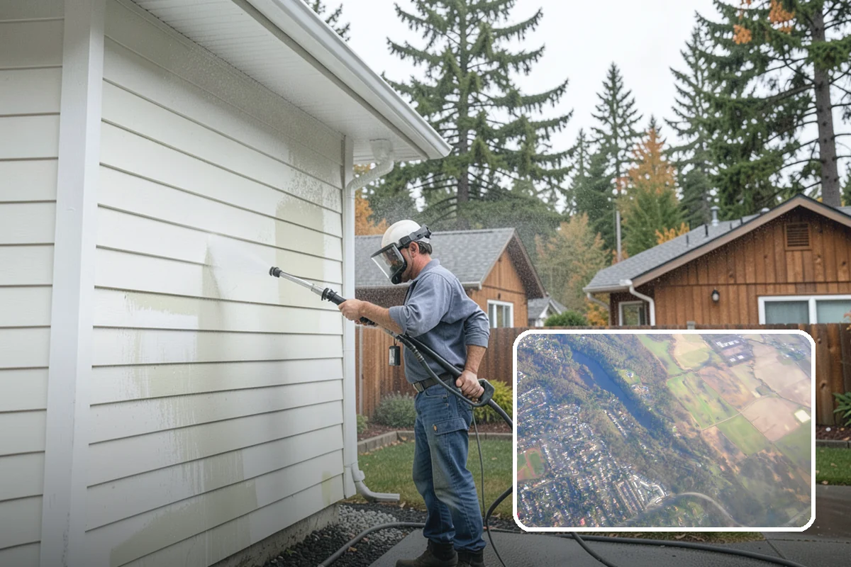 Concrete Cleaning in Algona, King County, WA - Eliminates the slick moss layer that makes walkways hazardous in wet months
