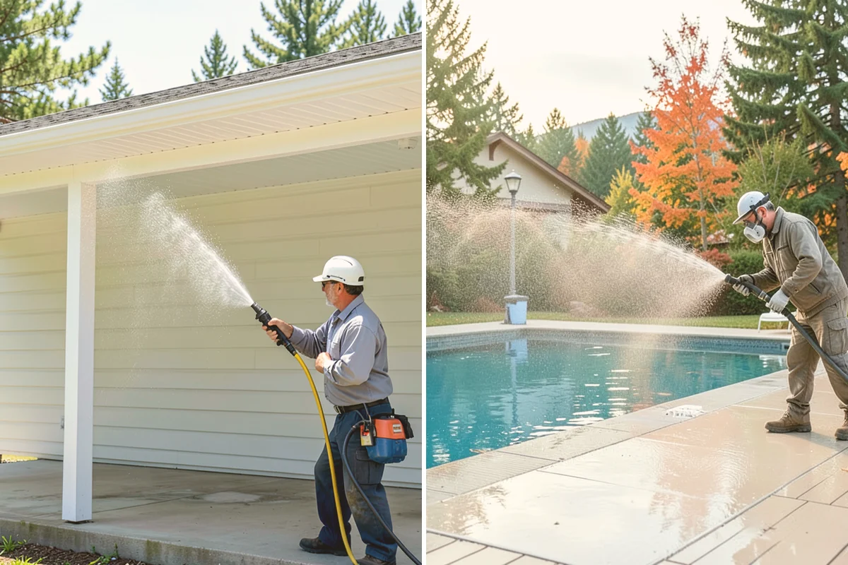 Concrete Cleaning in Algona, King County, WA - Sweep and clear the slab of needles, debris, and loose organics