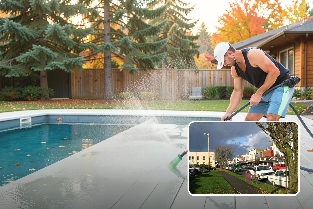 Concrete Cleaning in Arlington, Snohomish County, WA - Eliminates the slick moss layer that makes walkways hazardous in wet months