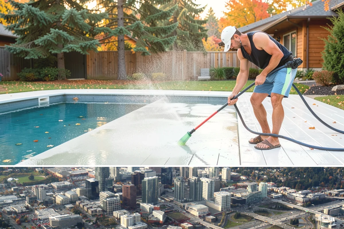 Concrete Cleaning in Bellevue, King County, WA - Late spring through early fall gives the surface enough dry time to fully cure between rain events, making it the ideal window in...
