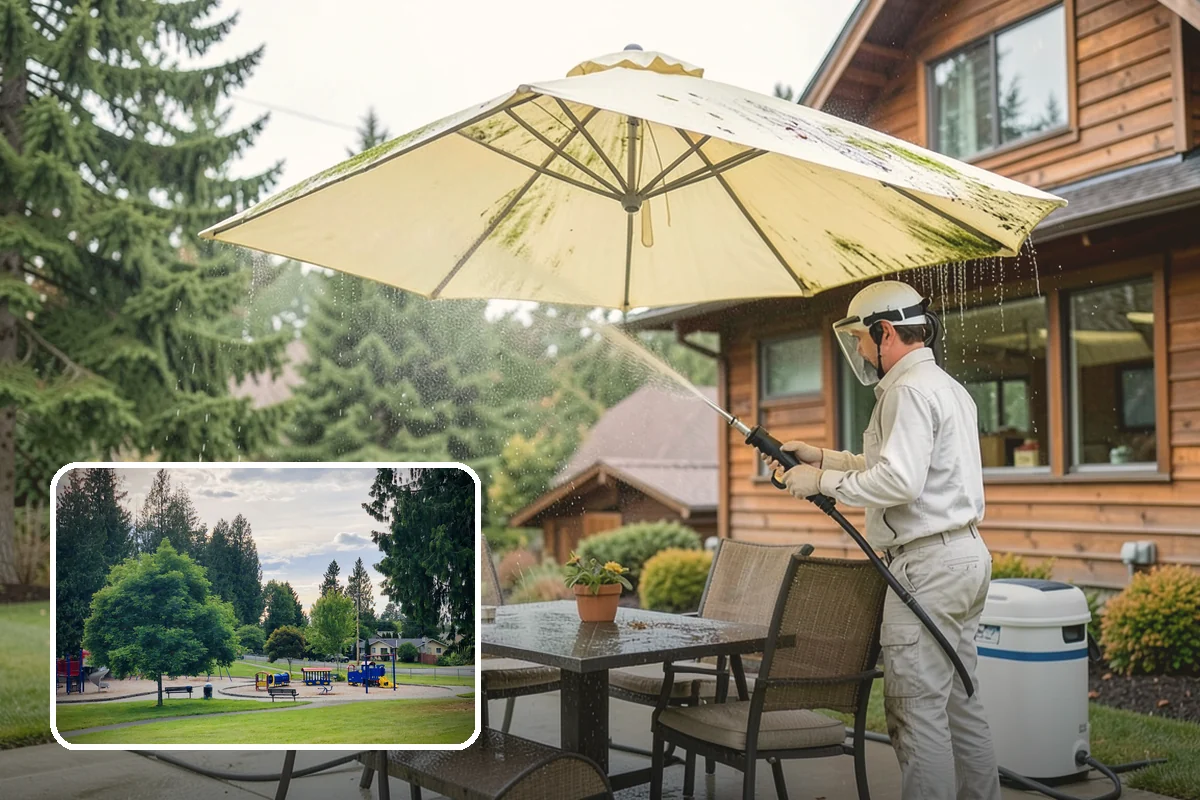 Concrete Cleaning in Bonney Lake, Pierce County, WA - Eliminates the slick moss layer that makes walkways hazardous in wet months