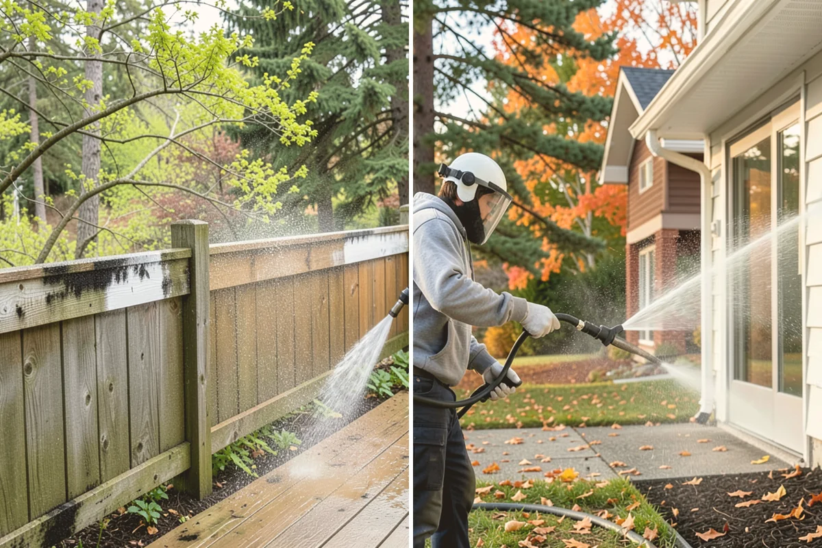 Concrete Cleaning in Bothell, King County, WA - Sweep and clear the slab of needles, debris, and loose organics