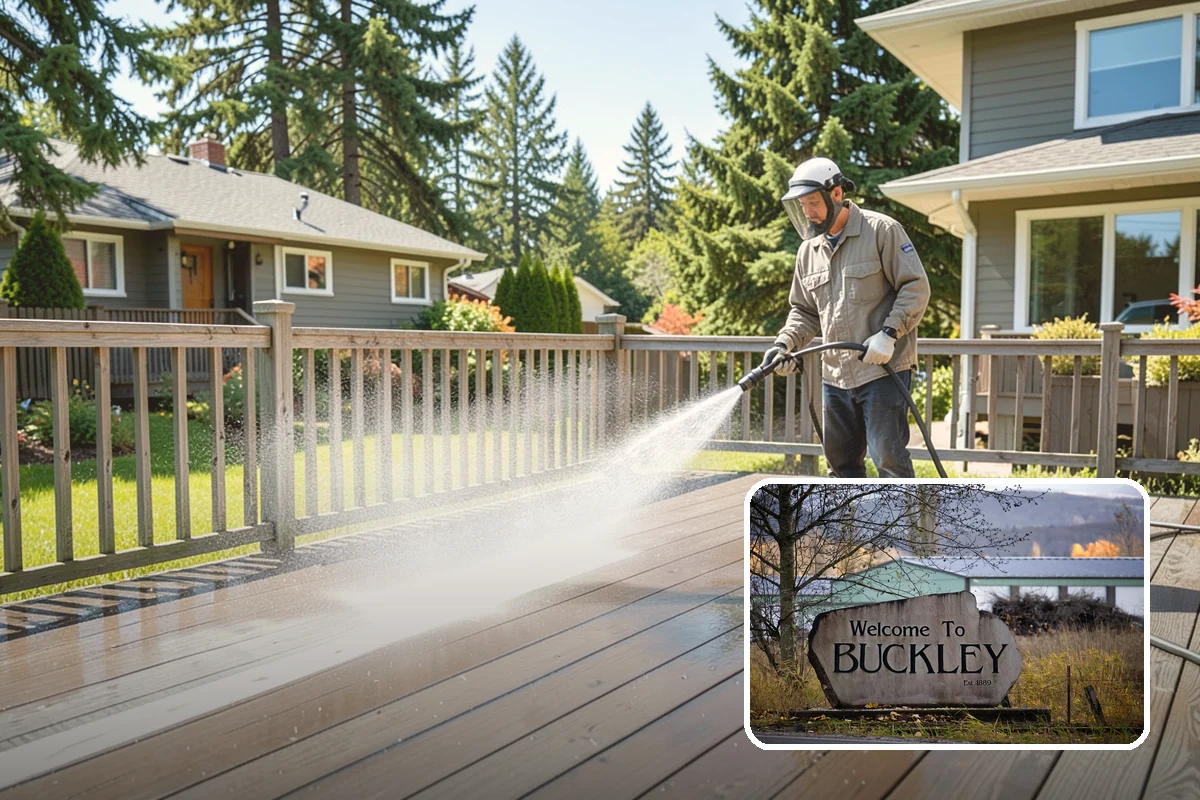 Concrete Cleaning in Buckley, Pierce County, WA - Eliminates the slick moss layer that makes walkways hazardous in wet months