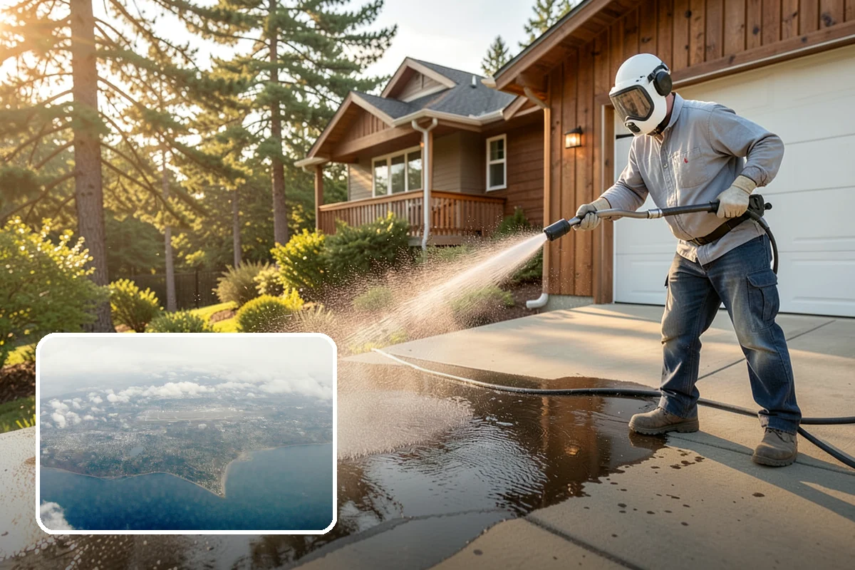 Concrete Cleaning in Burien, King County, WA - Eliminates the slick moss layer that makes walkways hazardous in wet months