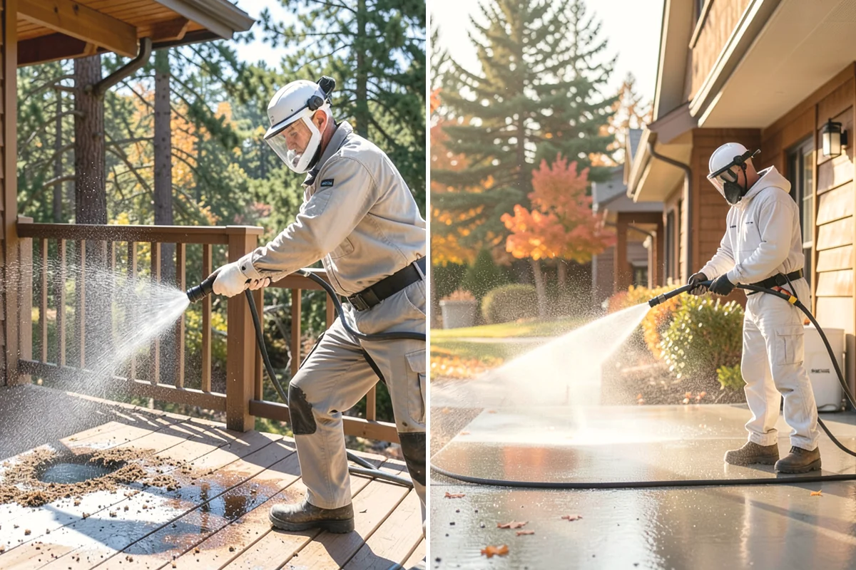 Concrete Cleaning in Burien, King County, WA - Sweep and clear the slab of needles, debris, and loose organics