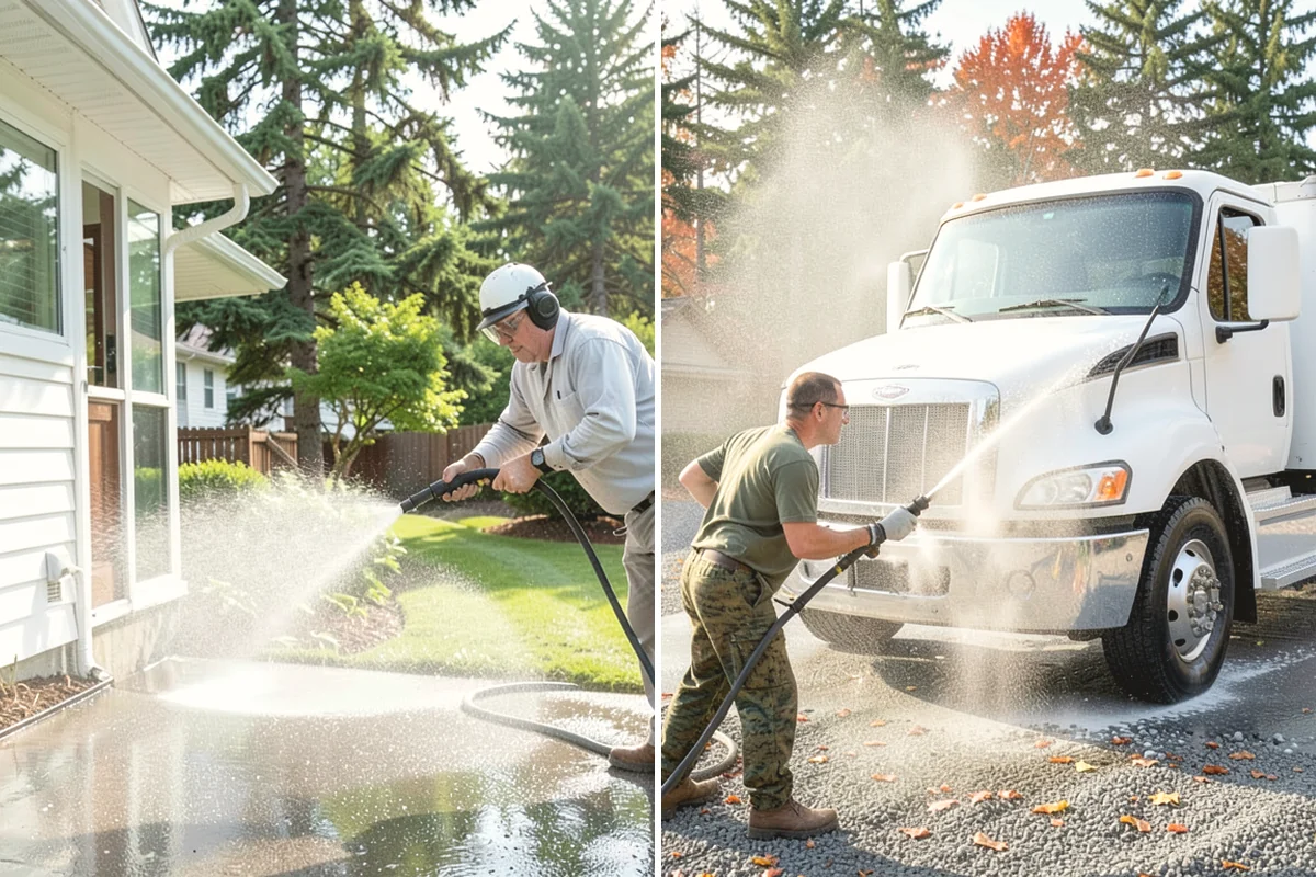 Concrete Cleaning in Burlington, Skagit County, WA - Sweep and clear the slab of needles, debris, and loose organics