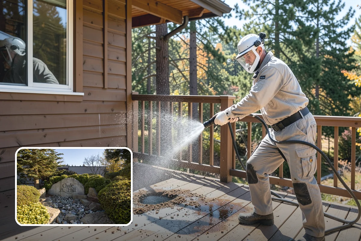 Concrete Cleaning in Clyde Hill, King County, WA - Eliminates the slick moss layer that makes walkways hazardous in wet months