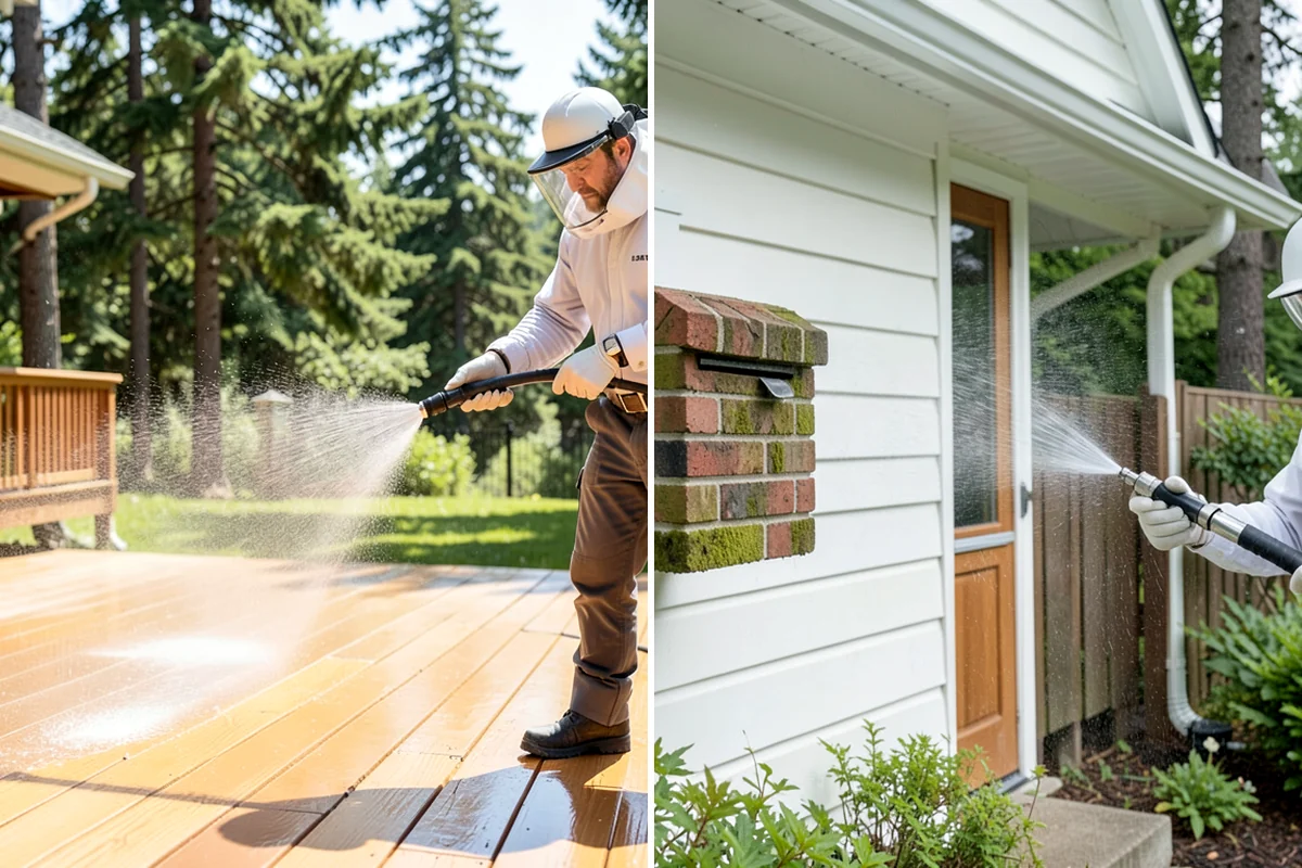 Concrete Cleaning in Clyde Hill, King County, WA - Sweep and clear the slab of needles, debris, and loose organics